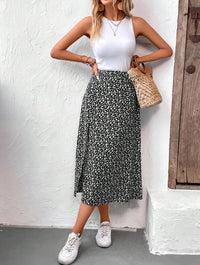 High Waisted Skirt with Slit