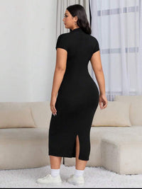 Black Mock Neck Bodycon Dress