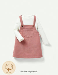 Mock Neck Tee and Overall Dress