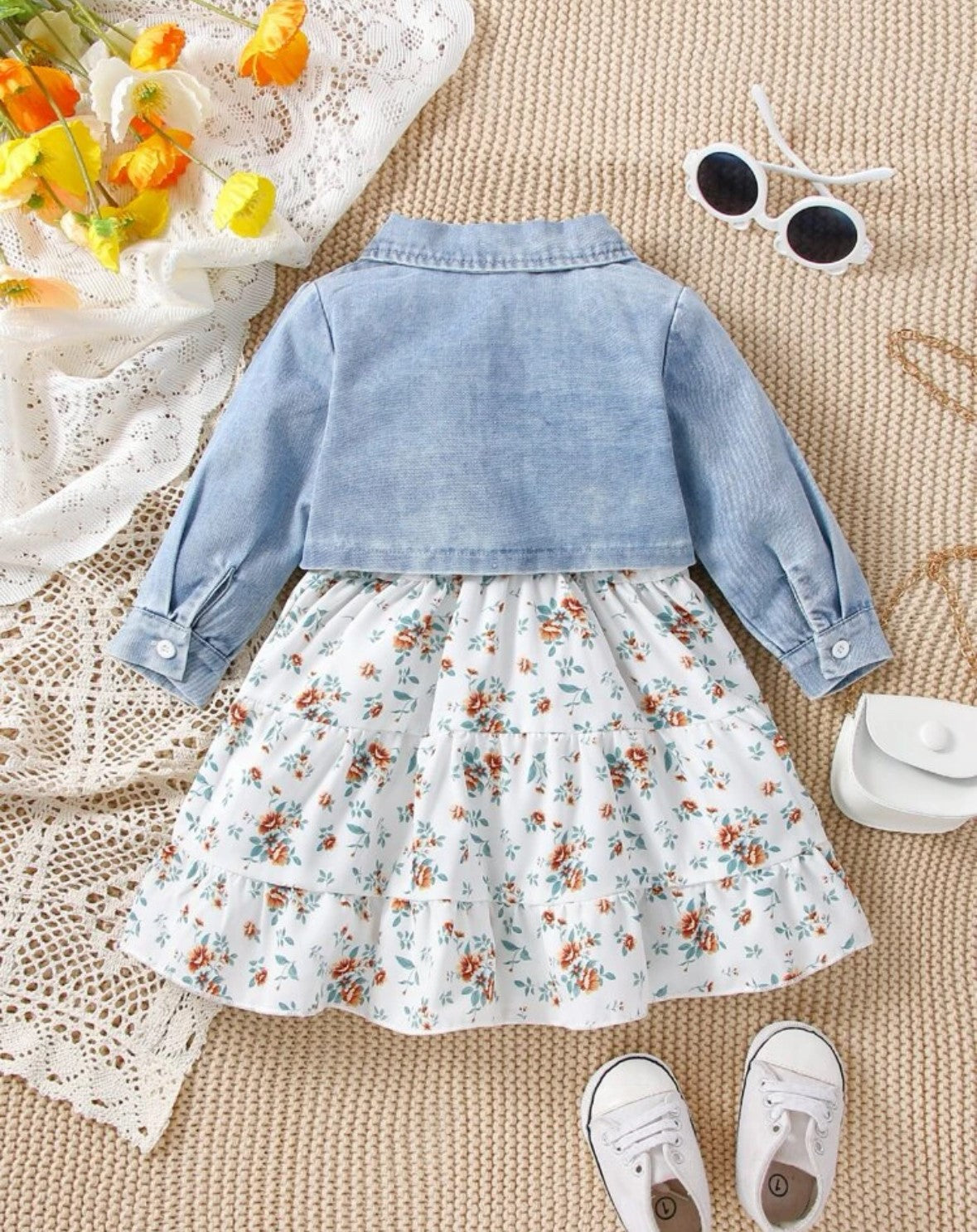 Denim Jacket and Floral Dress