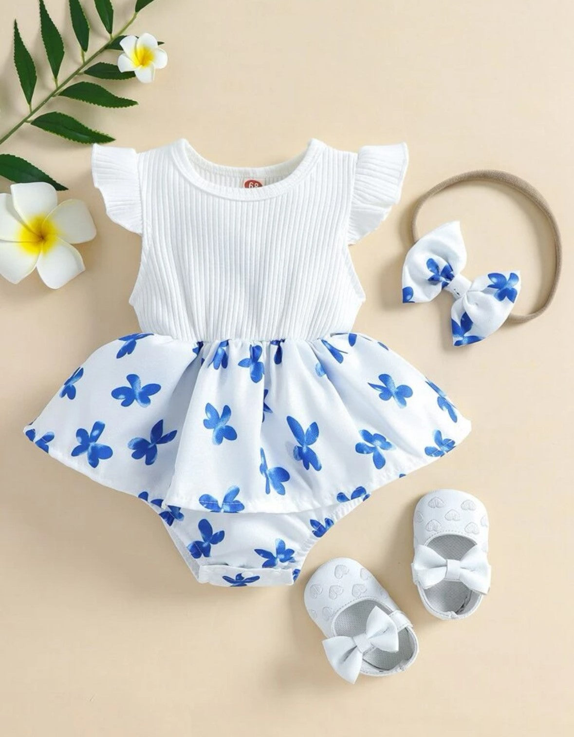 White Floral Bodysuit and Headband