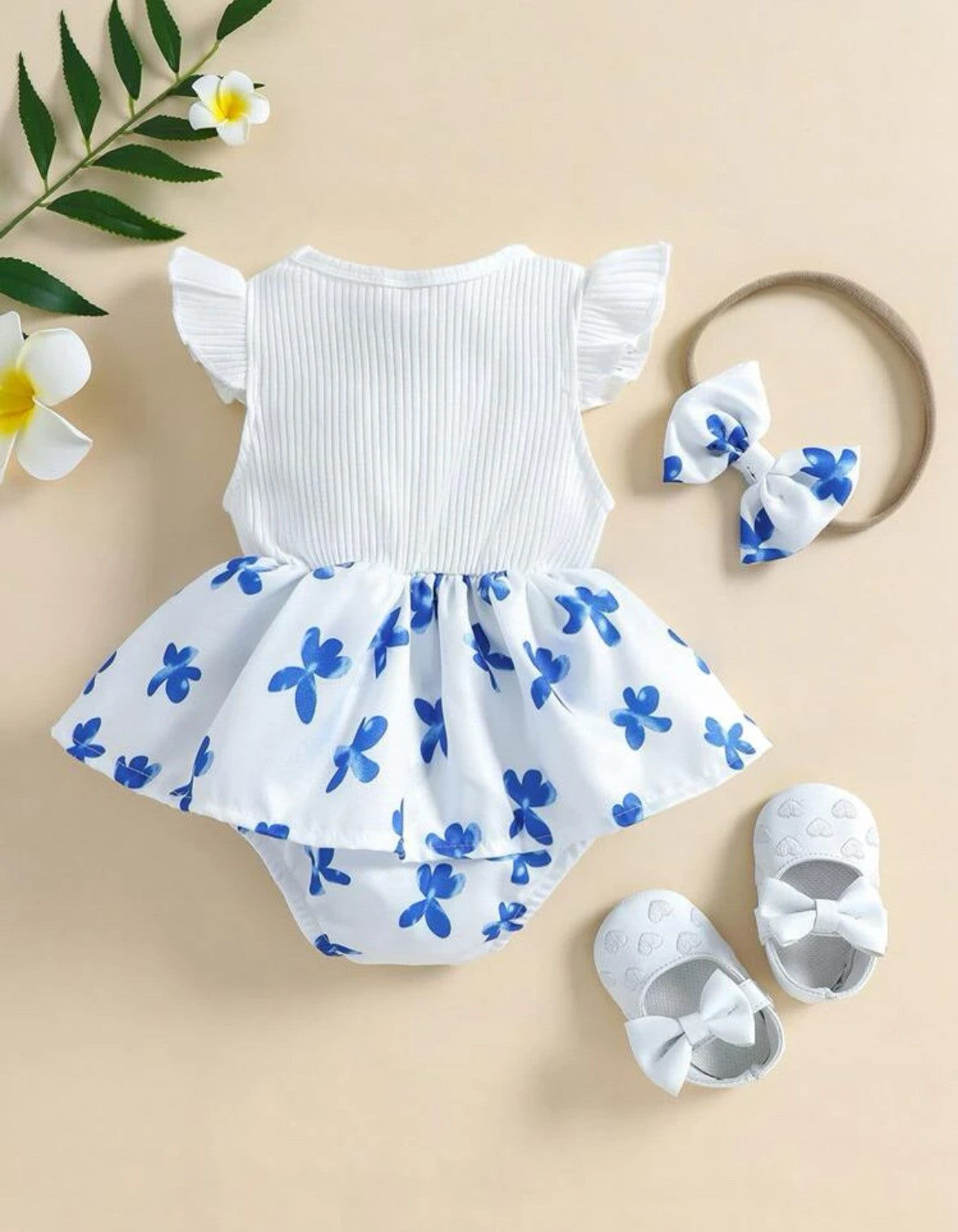 White Floral Bodysuit and Headband