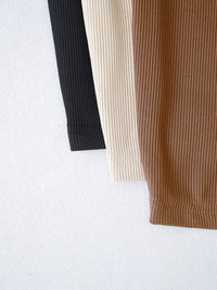 3x Pack Solid Rib-knit Tee (White, Beige, Black)