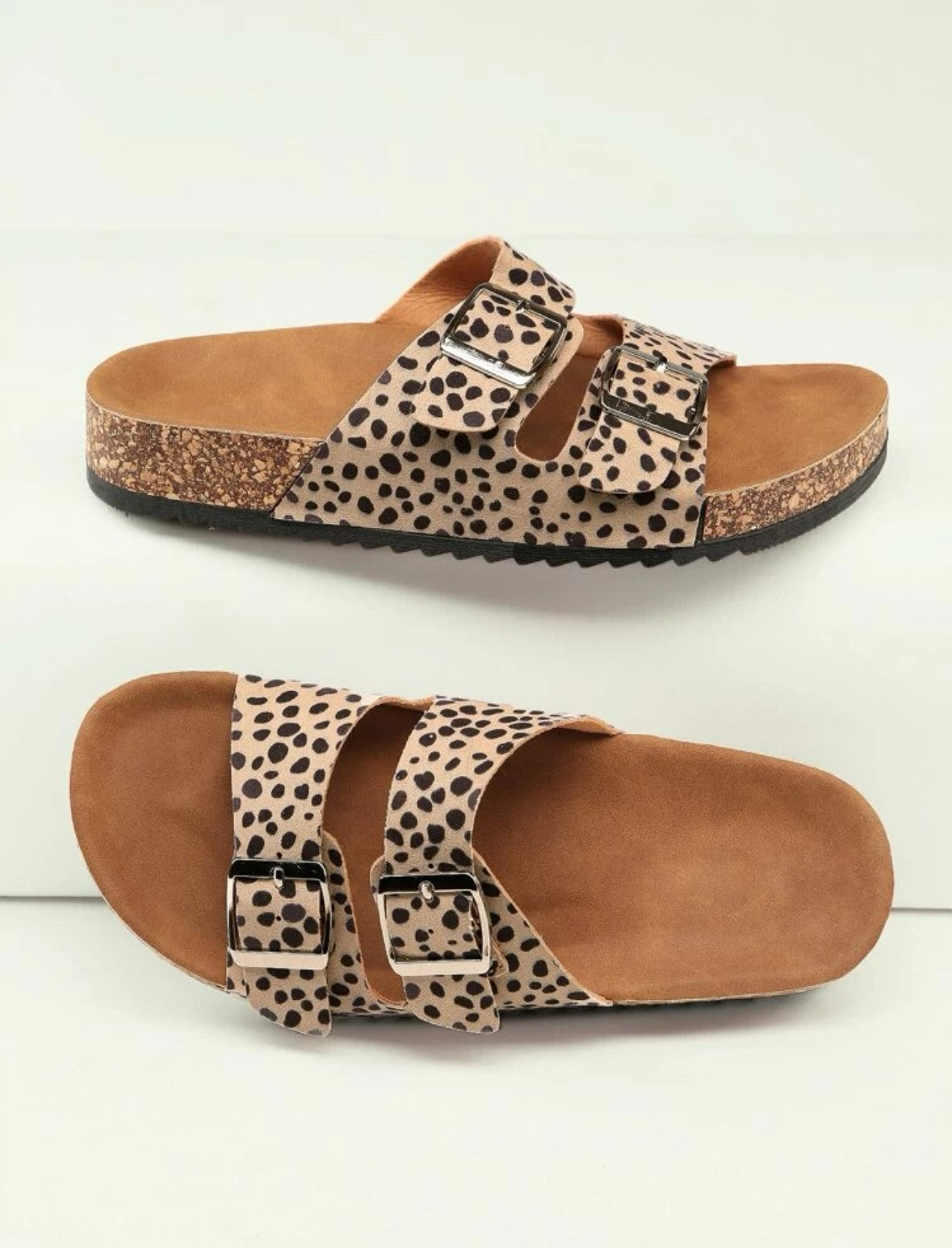 Leopard Print Sandals with Strap