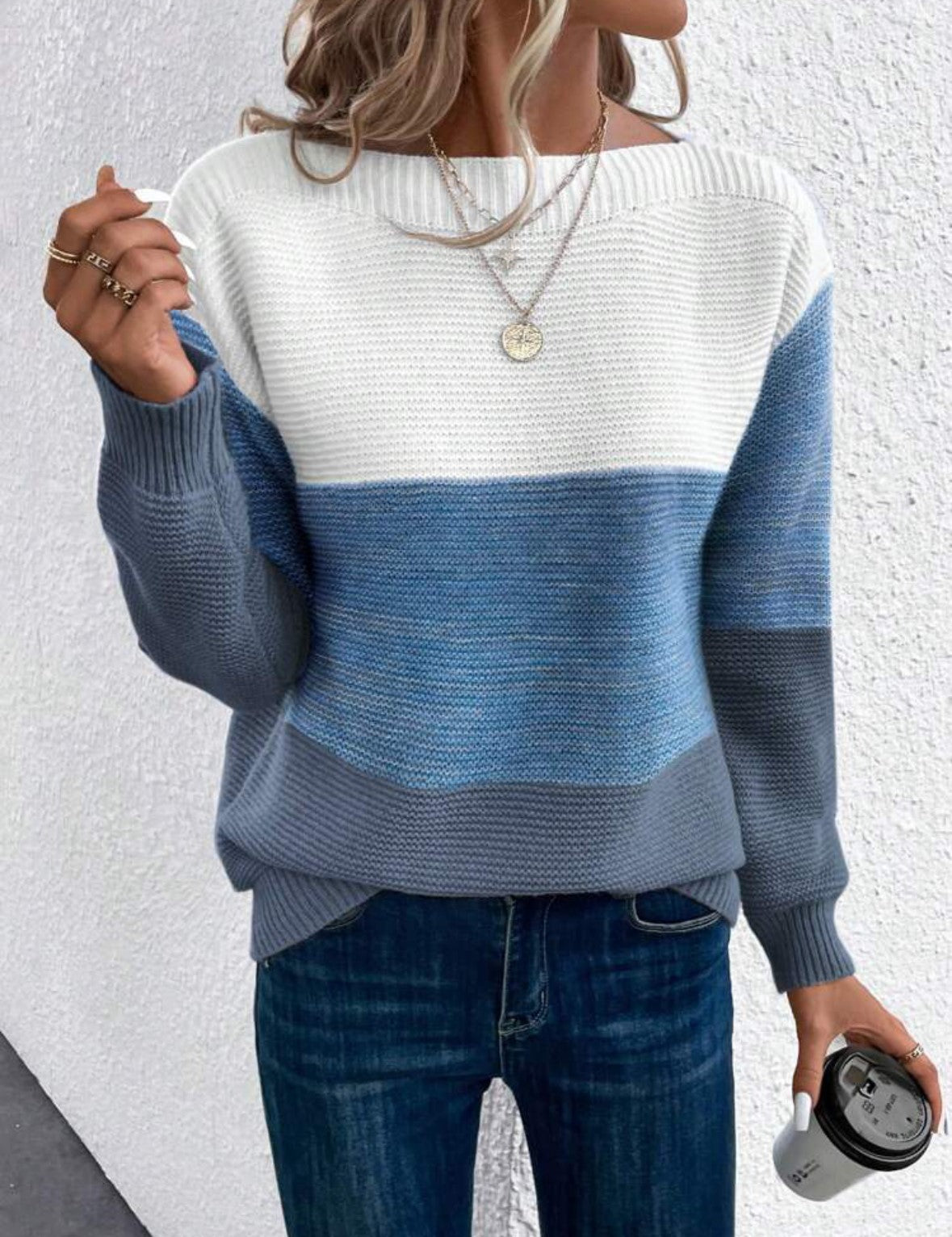 Colour Block Drop Shoulder Sweater