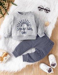 Shine All Day Sweatshirt and Striped Sweatpants