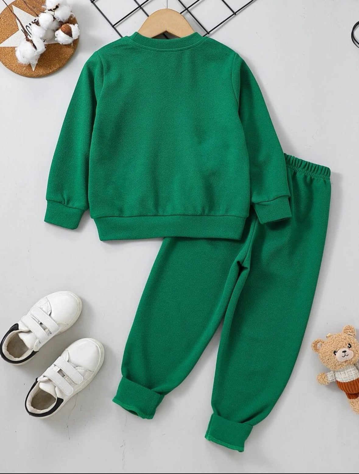 Green Teddy Bear Sweatshirt and Sweatpants