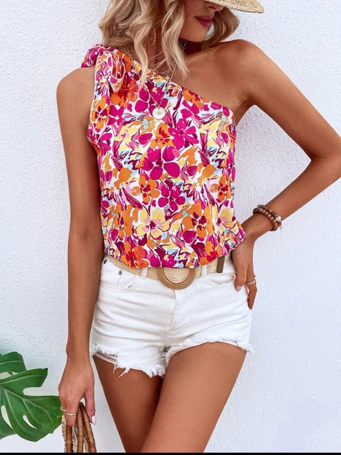 Floral One Shoulder Blouse