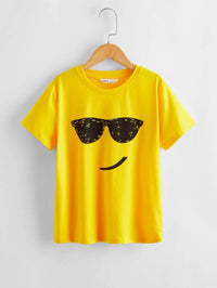 Yellow Tee with Sunglasses Graphic