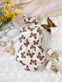 Baby Butterfly Print Bodysuit and Headband