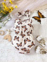 Baby Butterfly Print Bodysuit and Headband