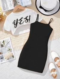 Black Cami Dress With Short Sleeve Top