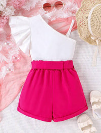 Pink Shorts with Asymmetrical Top