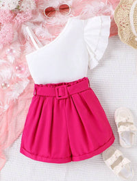 Pink Shorts with Asymmetrical Top