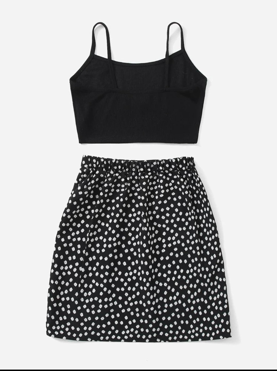 Black Cami Top with Floral Skirt