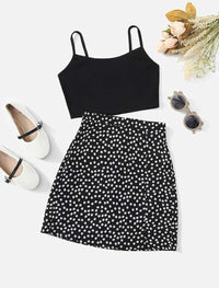 Black Cami Top with Floral Skirt