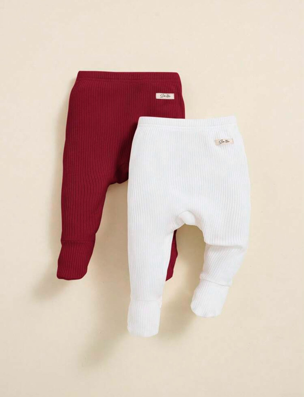 2pcs Ribbed Knit Leggings