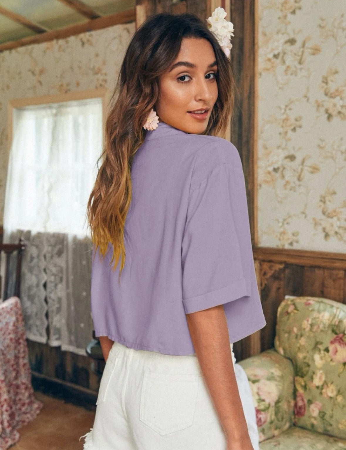 Lilac Cropped Shirt